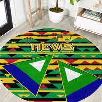 Nevis in Saint Kitts and Nevis Round Carpet Geometric Pattern and Coat of Arms - Wonder Print Shop