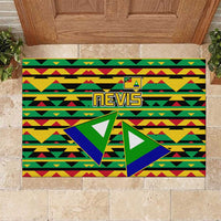 Nevis in Saint Kitts and Nevis Rubber Doormat Geometric Pattern and Coat of Arms - Wonder Print Shop