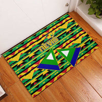 Nevis in Saint Kitts and Nevis Rubber Doormat Geometric Pattern and Coat of Arms - Wonder Print Shop