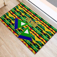 Nevis in Saint Kitts and Nevis Rubber Doormat Geometric Pattern and Coat of Arms - Wonder Print Shop