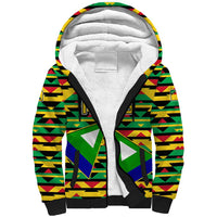 Nevis in Saint Kitts and Nevis Sherpa Hoodie Geometric Pattern and Coat of Arms - Wonder Print Shop