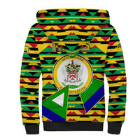 Nevis in Saint Kitts and Nevis Sherpa Hoodie Geometric Pattern and Coat of Arms - Wonder Print Shop