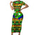 Nevis in Saint Kitts and Nevis Short Sleeve Bodycon Dress Geometric Pattern and Coat of Arms - Wonder Print Shop
