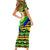 Nevis in Saint Kitts and Nevis Short Sleeve Bodycon Dress Geometric Pattern and Coat of Arms - Wonder Print Shop