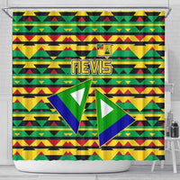 Nevis in Saint Kitts and Nevis Shower Curtain Geometric Pattern and Coat of Arms - Wonder Print Shop