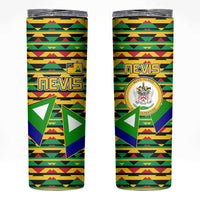 Nevis in Saint Kitts and Nevis Skinny Tumbler Geometric Pattern and Coat of Arms - Wonder Print Shop