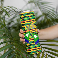 Nevis in Saint Kitts and Nevis Skinny Tumbler Geometric Pattern and Coat of Arms - Wonder Print Shop