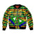 Nevis in Saint Kitts and Nevis Sleeve Zip Bomber Jacket Geometric Pattern and Coat of Arms - Wonder Print Shop