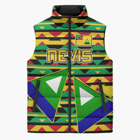 Nevis in Saint Kitts and Nevis Sleeveless Puffer Jacket Geometric Pattern and Coat of Arms - Wonder Print Shop