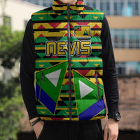 Nevis in Saint Kitts and Nevis Sleeveless Puffer Jacket Geometric Pattern and Coat of Arms - Wonder Print Shop