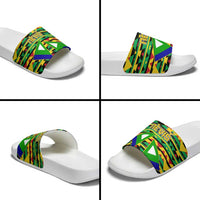 Nevis in Saint Kitts and Nevis Slide Sandals Geometric Pattern and Coat of Arms - Wonder Print Shop
