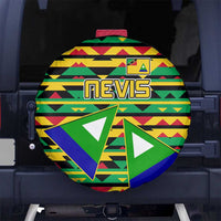 Nevis in Saint Kitts and Nevis Spare Tire Cover Geometric Pattern and Coat of Arms - Wonder Print Shop