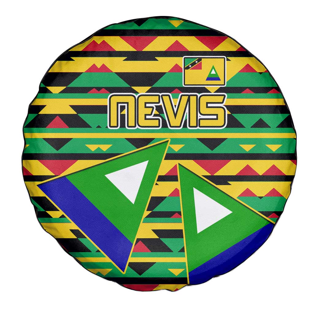 Nevis in Saint Kitts and Nevis Spare Tire Cover Geometric Pattern and Coat of Arms - Wonder Print Shop