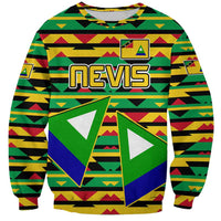 Nevis in Saint Kitts and Nevis Sweatshirt Geometric Pattern and Coat of Arms - Wonder Print Shop