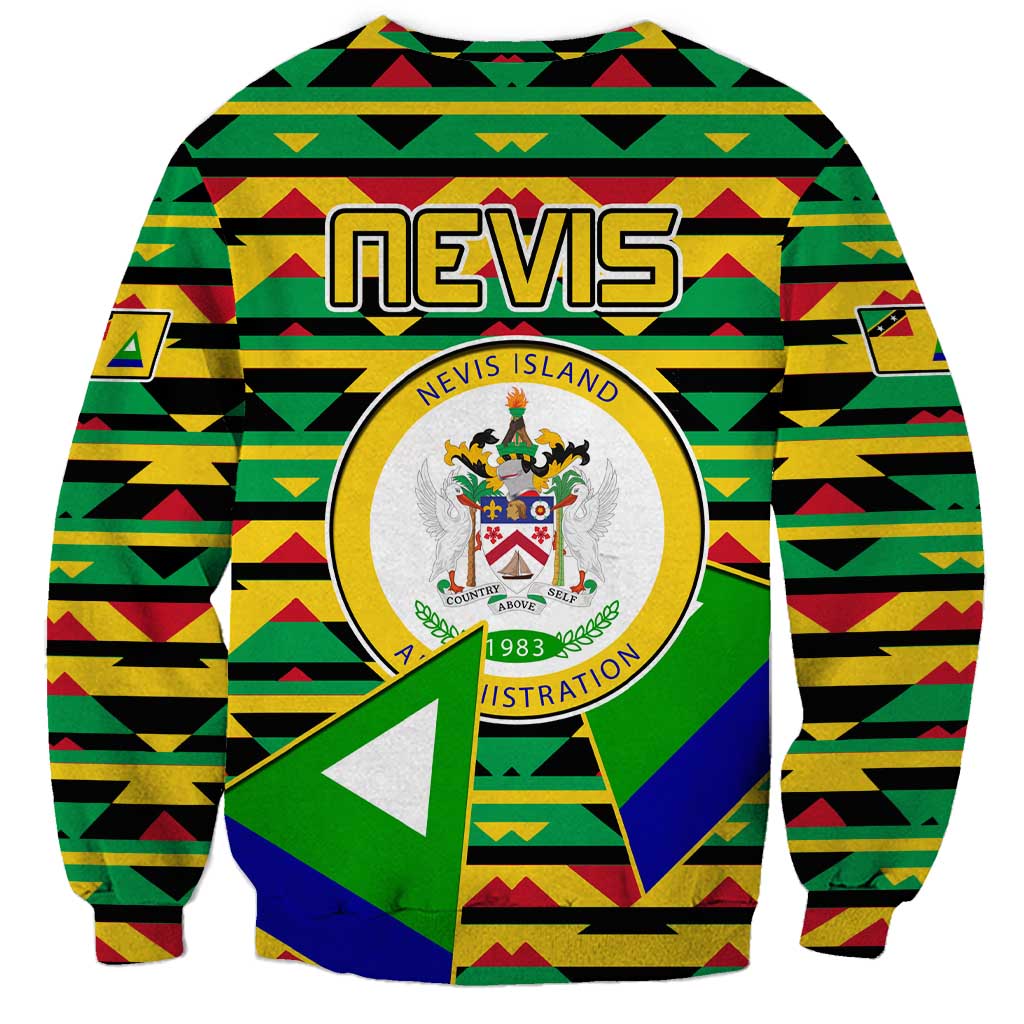 Nevis in Saint Kitts and Nevis Sweatshirt Geometric Pattern and Coat of Arms - Wonder Print Shop