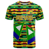 Nevis in Saint Kitts and Nevis T Shirt Geometric Pattern and Coat of Arms - Wonder Print Shop