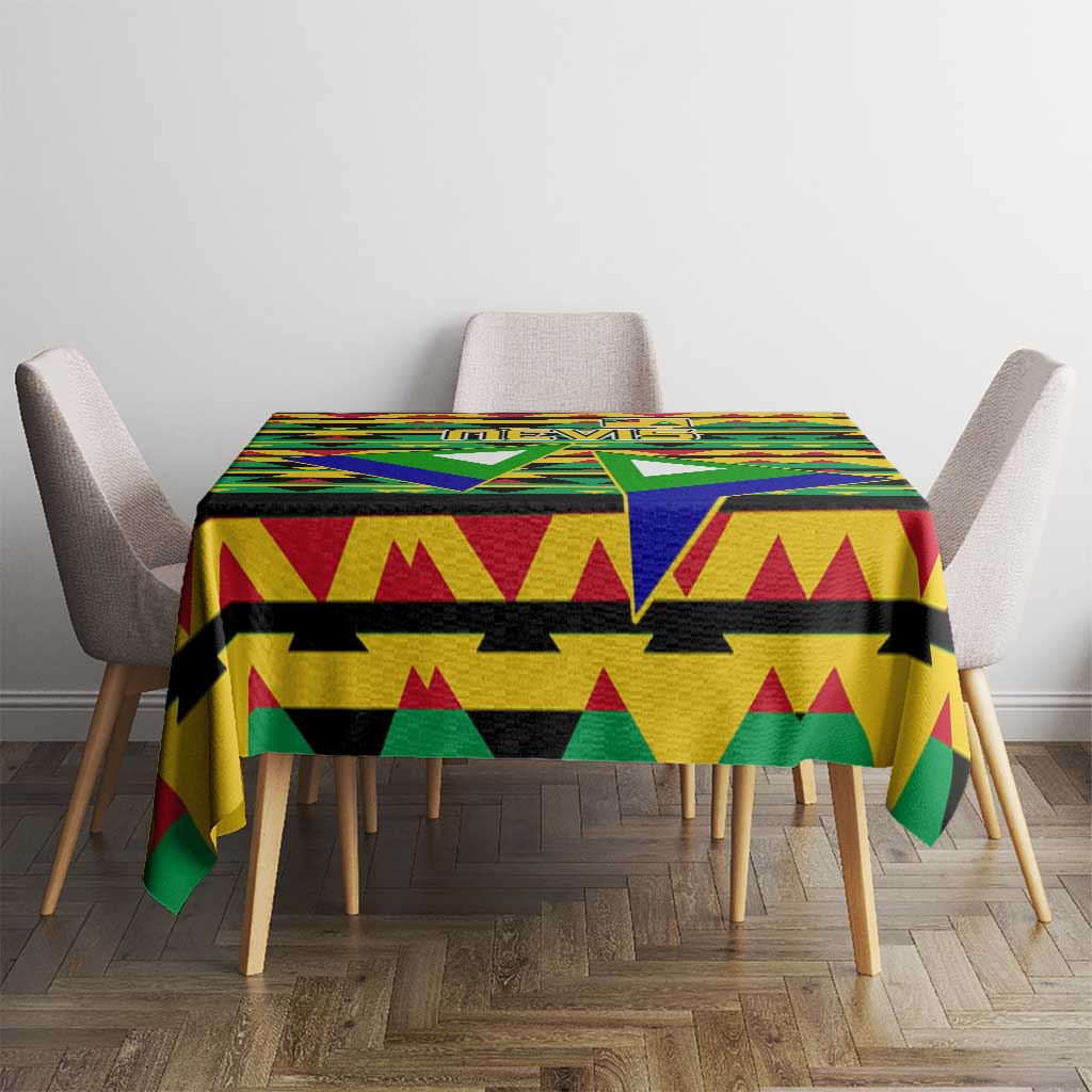 Nevis in Saint Kitts and Nevis Tablecloth Geometric Pattern and Coat of Arms - Wonder Print Shop