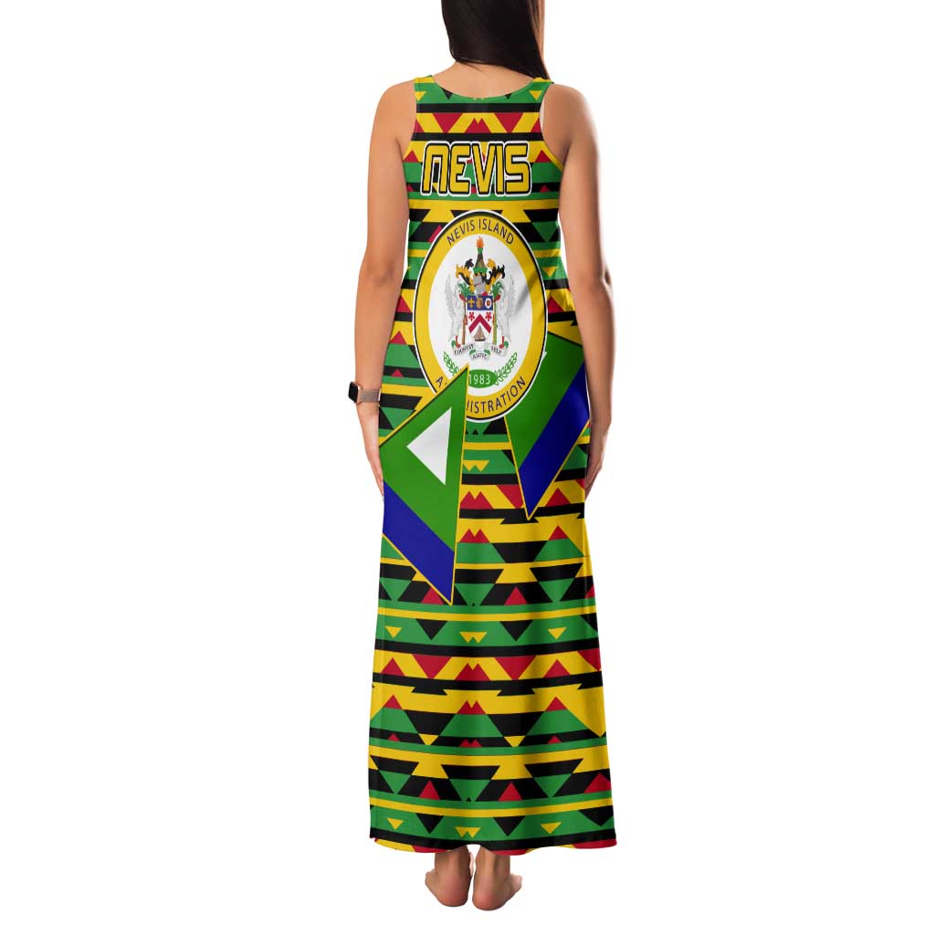Nevis in Saint Kitts and Nevis Tank Maxi Dress Geometric Pattern and Coat of Arms - Wonder Print Shop