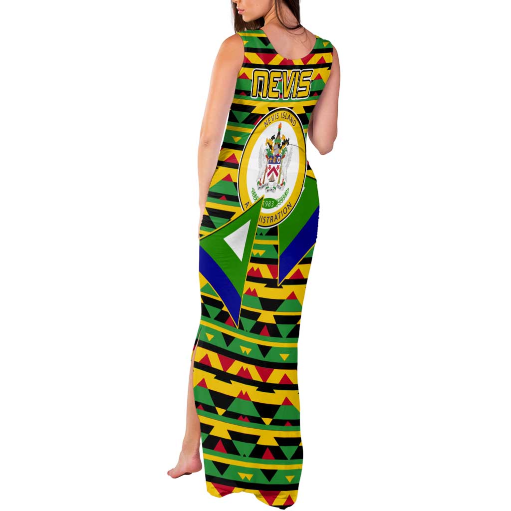 Nevis in Saint Kitts and Nevis Tank Maxi Dress Geometric Pattern and Coat of Arms - Wonder Print Shop