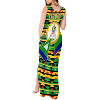 Nevis in Saint Kitts and Nevis Tank Maxi Dress Geometric Pattern and Coat of Arms - Wonder Print Shop