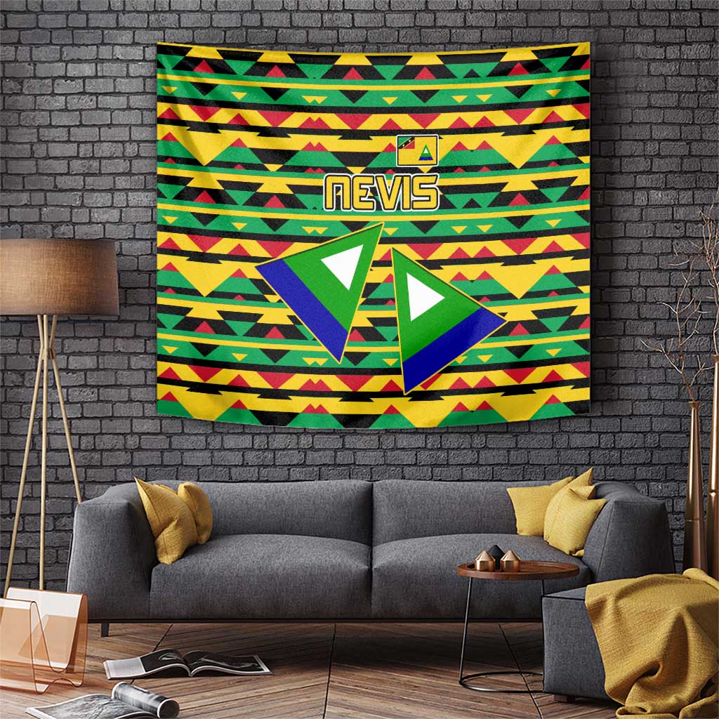 Nevis in Saint Kitts and Nevis Tapestry Geometric Pattern and Coat of Arms - Wonder Print Shop