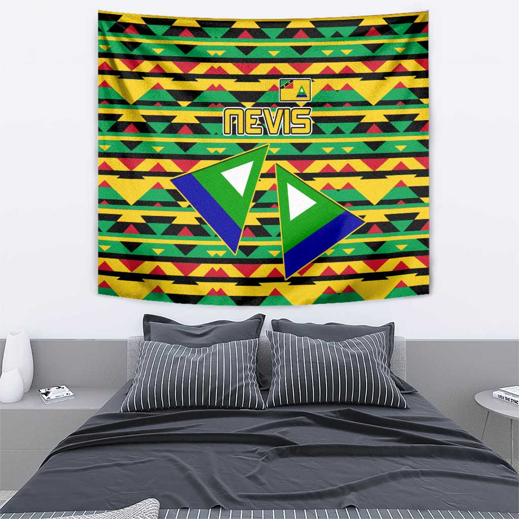 Nevis in Saint Kitts and Nevis Tapestry Geometric Pattern and Coat of Arms - Wonder Print Shop