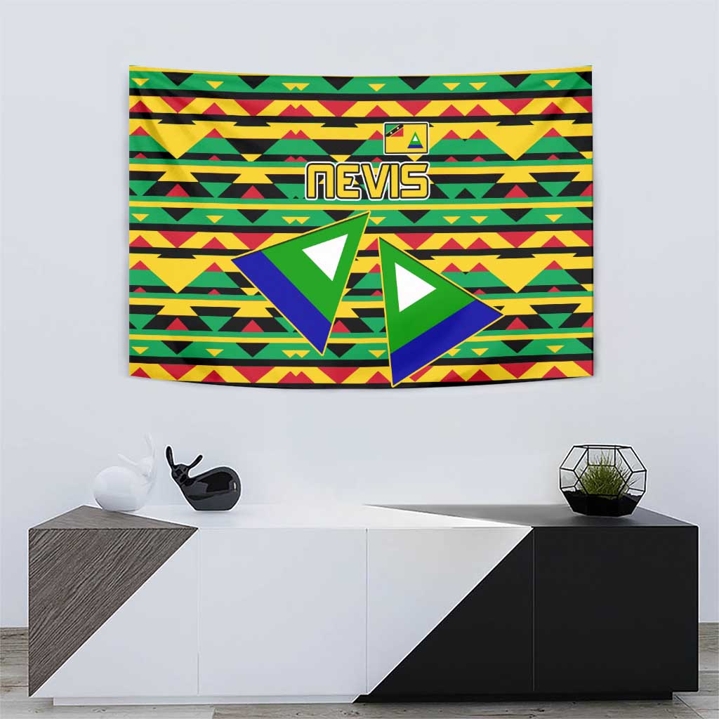 Nevis in Saint Kitts and Nevis Tapestry Geometric Pattern and Coat of Arms - Wonder Print Shop