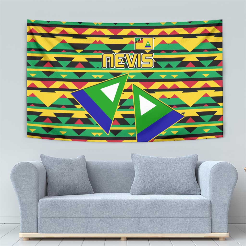 Nevis in Saint Kitts and Nevis Tapestry Geometric Pattern and Coat of Arms - Wonder Print Shop