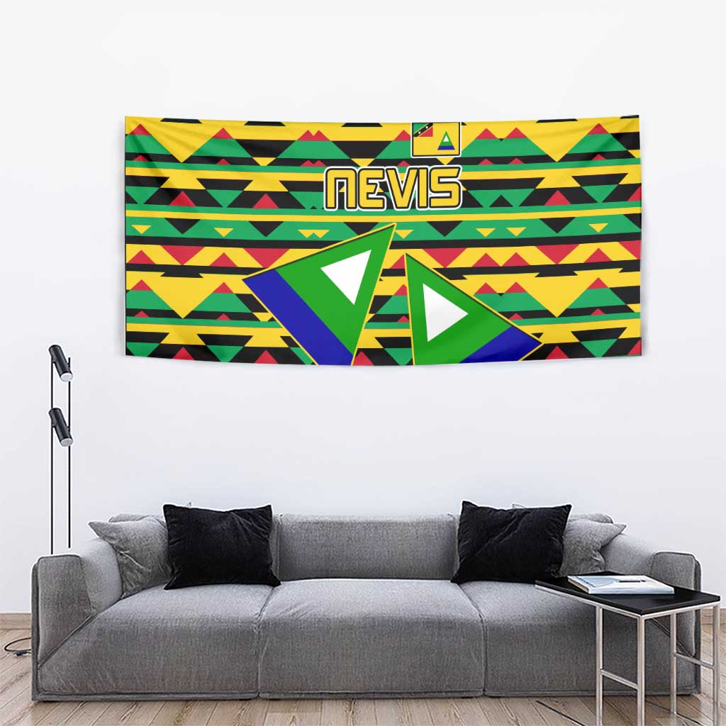 Nevis in Saint Kitts and Nevis Tapestry Geometric Pattern and Coat of Arms - Wonder Print Shop