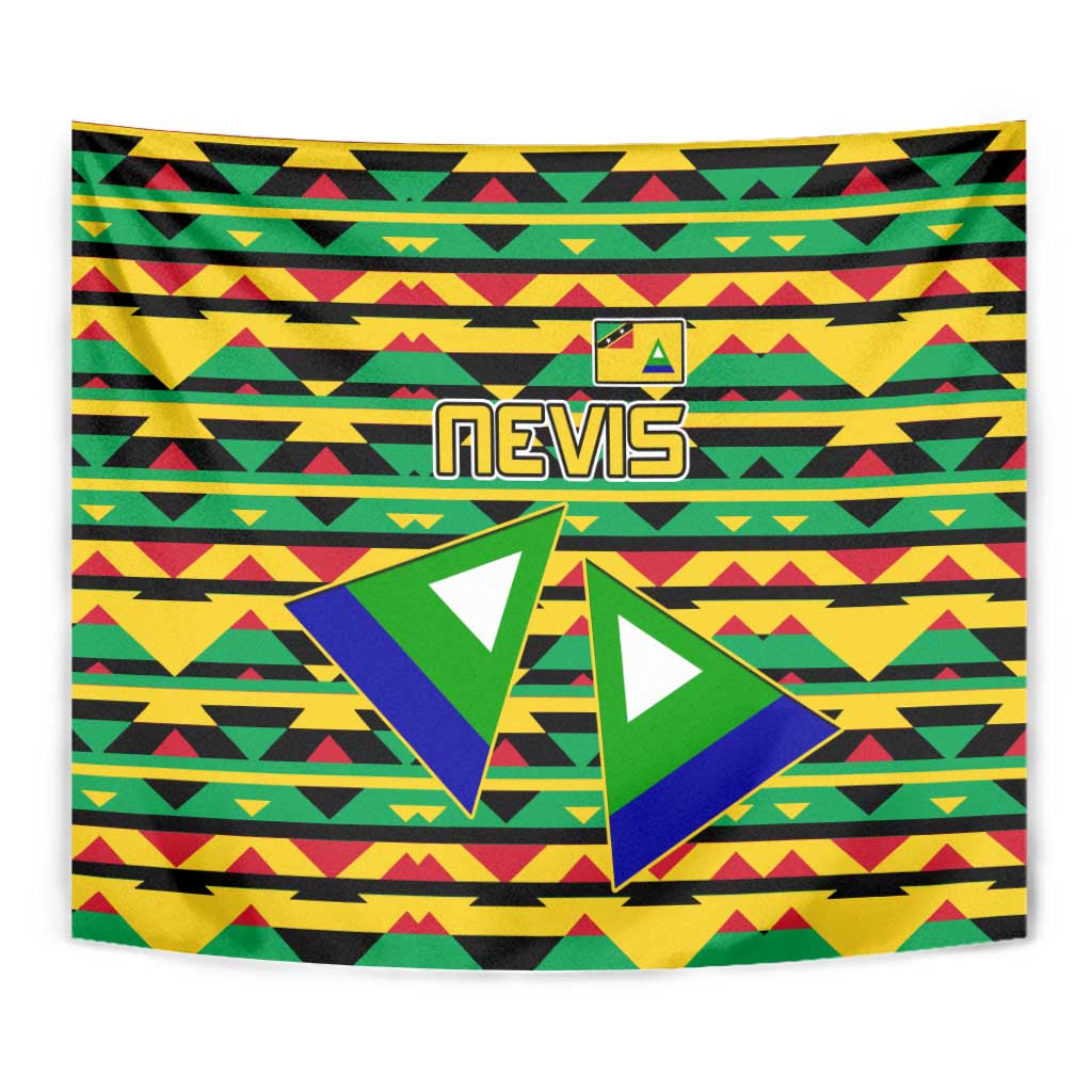 Nevis in Saint Kitts and Nevis Tapestry Geometric Pattern and Coat of Arms - Wonder Print Shop