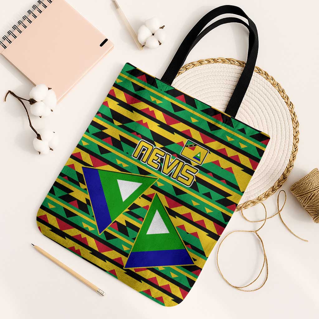 Nevis in Saint Kitts and Nevis Tote Bag Geometric Pattern and Coat of Arms - Wonder Print Shop
