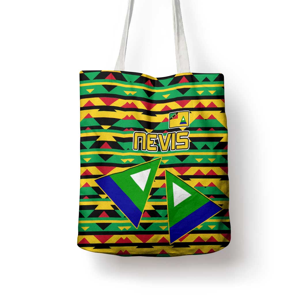 Nevis in Saint Kitts and Nevis Tote Bag Geometric Pattern and Coat of Arms - Wonder Print Shop