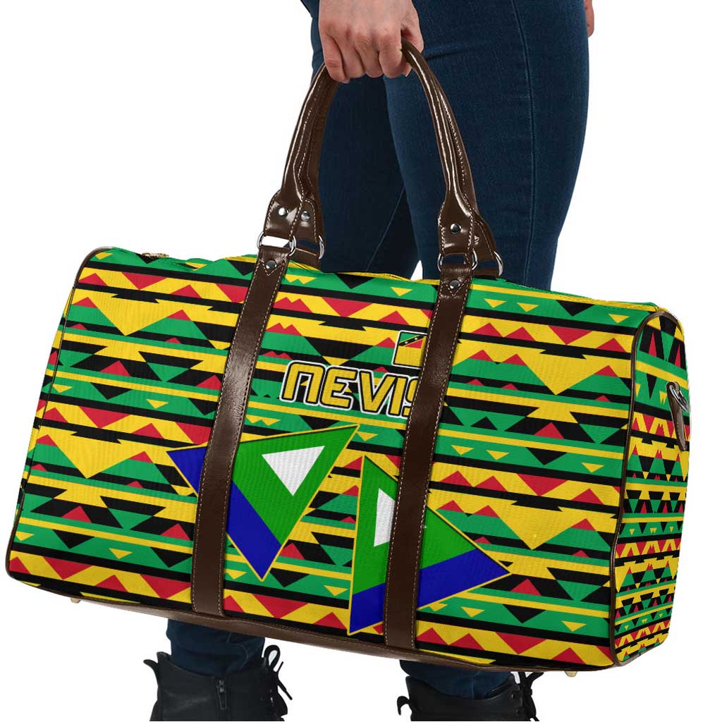 Nevis in Saint Kitts and Nevis Travel Bag Geometric Pattern and Coat of Arms - Wonder Print Shop