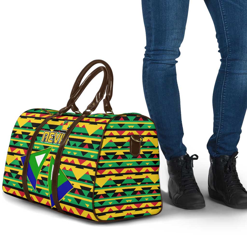 Nevis in Saint Kitts and Nevis Travel Bag Geometric Pattern and Coat of Arms - Wonder Print Shop
