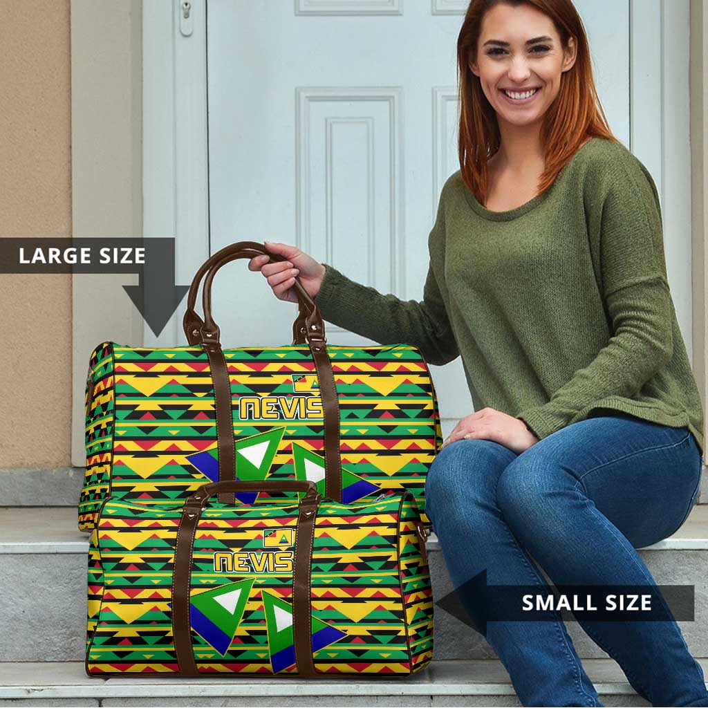 Nevis in Saint Kitts and Nevis Travel Bag Geometric Pattern and Coat of Arms - Wonder Print Shop