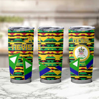 Nevis in Saint Kitts and Nevis Tumbler Cup Geometric Pattern and Coat of Arms - Wonder Print Shop