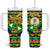 Nevis in Saint Kitts and Nevis Tumbler With Handle Geometric Pattern and Coat of Arms - Wonder Print Shop