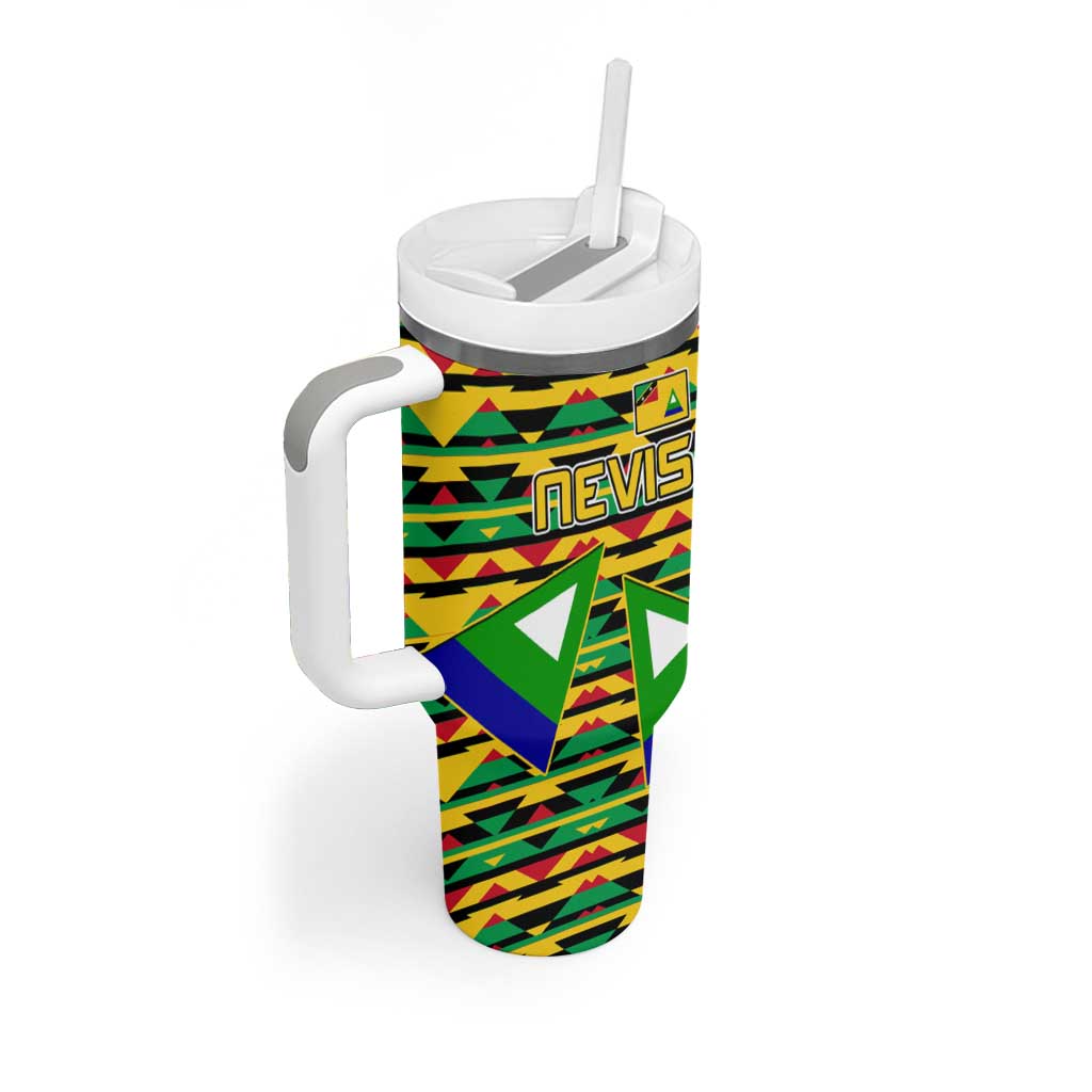 Nevis in Saint Kitts and Nevis Tumbler With Handle Geometric Pattern and Coat of Arms - Wonder Print Shop