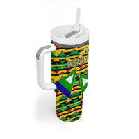 Nevis in Saint Kitts and Nevis Tumbler With Handle Geometric Pattern and Coat of Arms - Wonder Print Shop