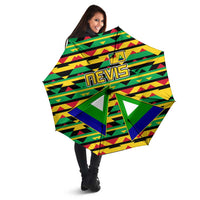 Nevis in Saint Kitts and Nevis Umbrella Geometric Pattern and Coat of Arms - Wonder Print Shop