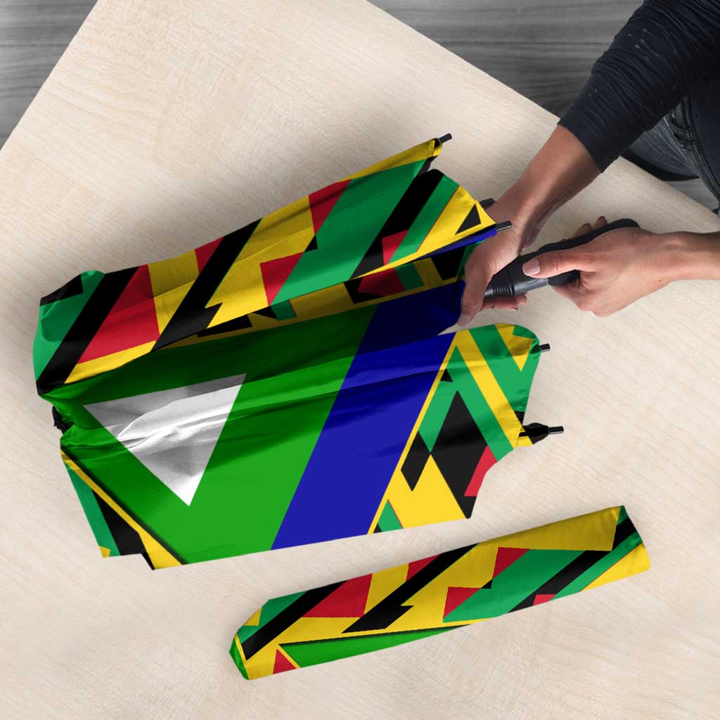 Nevis in Saint Kitts and Nevis Umbrella Geometric Pattern and Coat of Arms - Wonder Print Shop