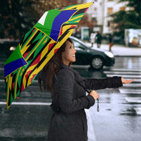 Nevis in Saint Kitts and Nevis Umbrella Geometric Pattern and Coat of Arms - Wonder Print Shop