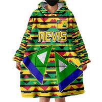 Nevis in Saint Kitts and Nevis Wearable Blanket Hoodie Geometric Pattern and Coat of Arms - Wonder Print Shop