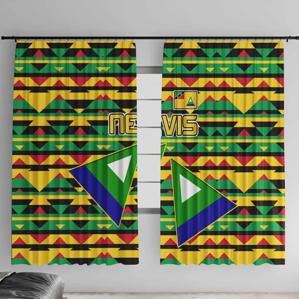Nevis in Saint Kitts and Nevis Window Curtain Geometric Pattern and Coat of Arms - Wonder Print Shop