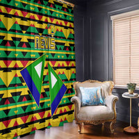 Nevis in Saint Kitts and Nevis Window Curtain Geometric Pattern and Coat of Arms - Wonder Print Shop