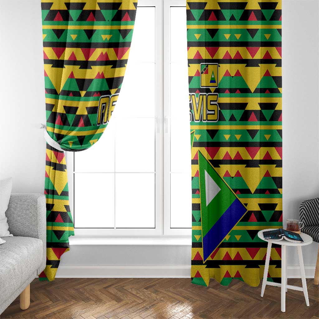 Nevis in Saint Kitts and Nevis Window Curtain Geometric Pattern and Coat of Arms - Wonder Print Shop