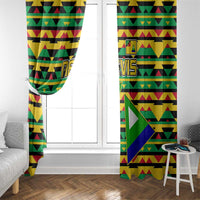 Nevis in Saint Kitts and Nevis Window Curtain Geometric Pattern and Coat of Arms - Wonder Print Shop