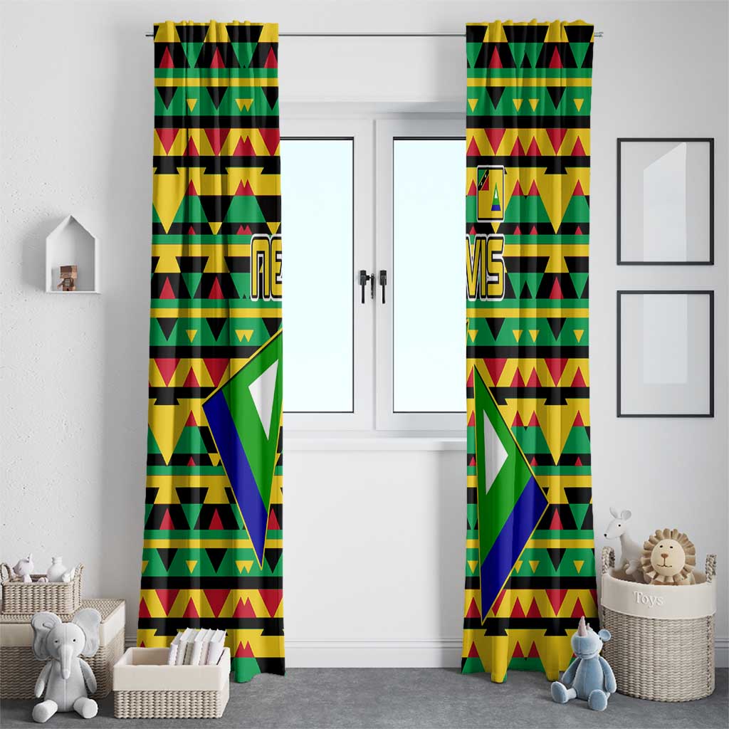 Nevis in Saint Kitts and Nevis Window Curtain Geometric Pattern and Coat of Arms - Wonder Print Shop