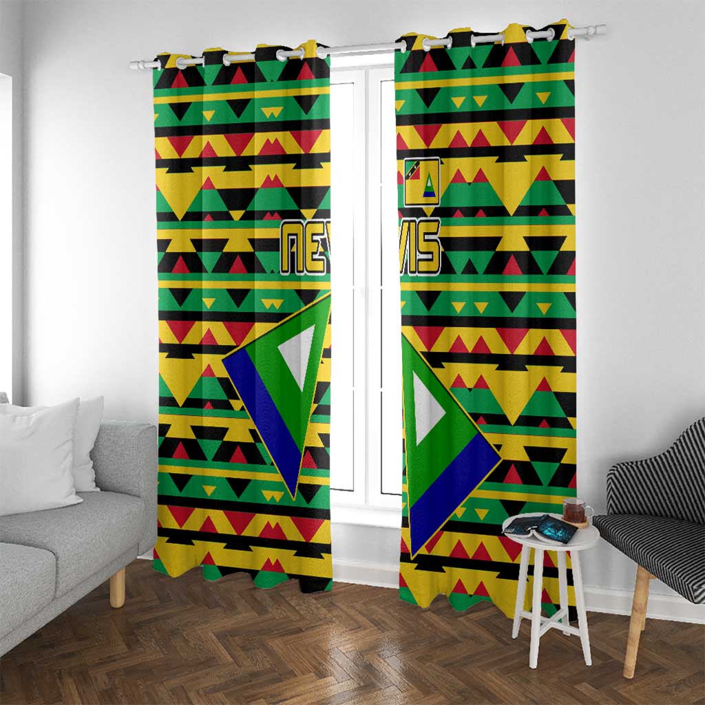 Nevis in Saint Kitts and Nevis Window Curtain Geometric Pattern and Coat of Arms - Wonder Print Shop