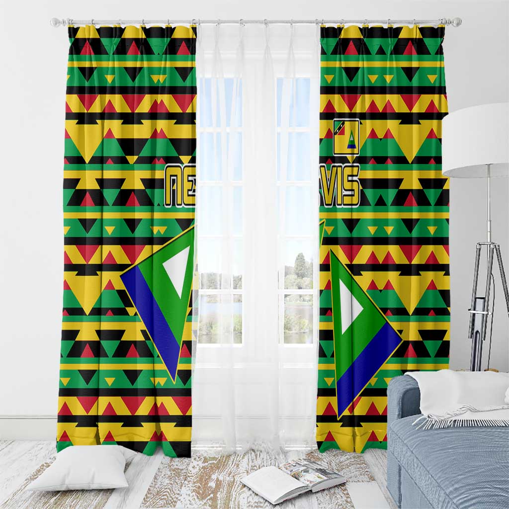 Nevis in Saint Kitts and Nevis Window Curtain Geometric Pattern and Coat of Arms - Wonder Print Shop